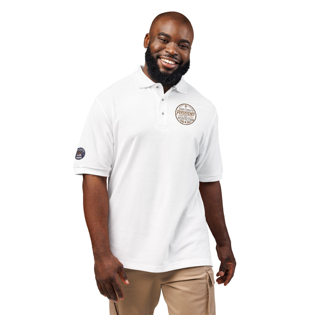 Embroidered Polo Shirt — Vintage Compass Badge Design