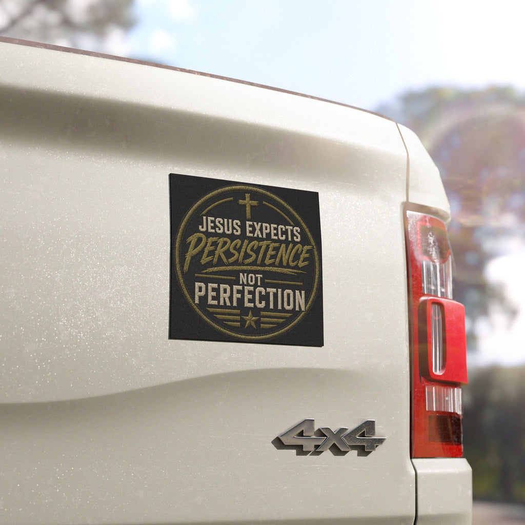 Car Magnet - "Jesus Expects Persistence Not Perfection" Inspirational Christian Magnet