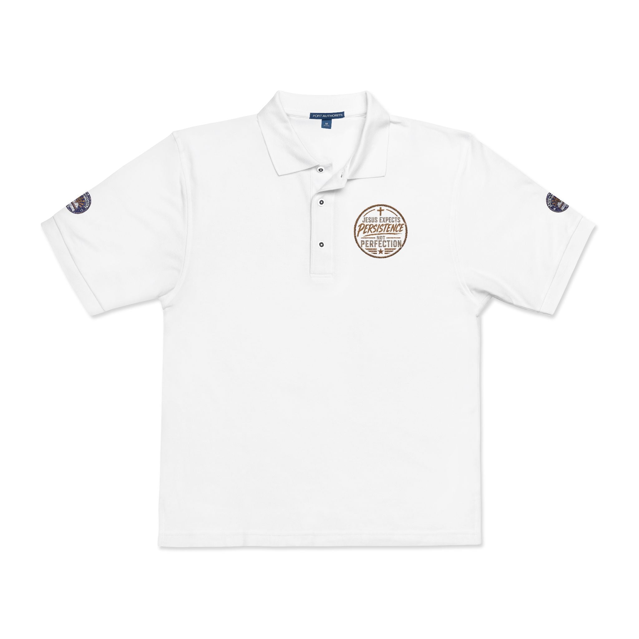 Embroidered Polo Shirt — Vintage Compass Badge Design