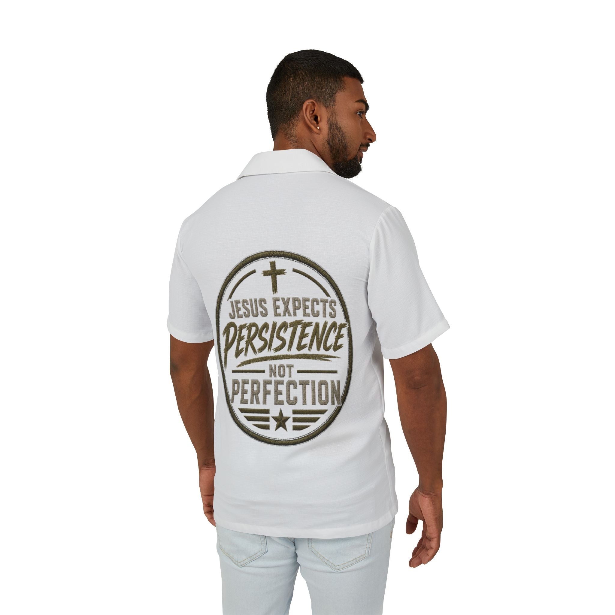 Jesus Expects Persistence Not Perfection Hawaiian Camp Shirt
