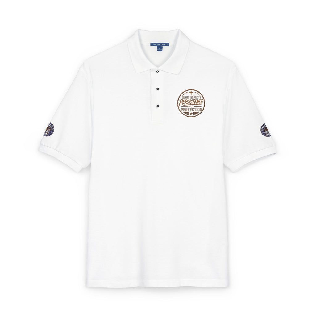 Embroidered Polo Shirt — Vintage Compass Badge Design