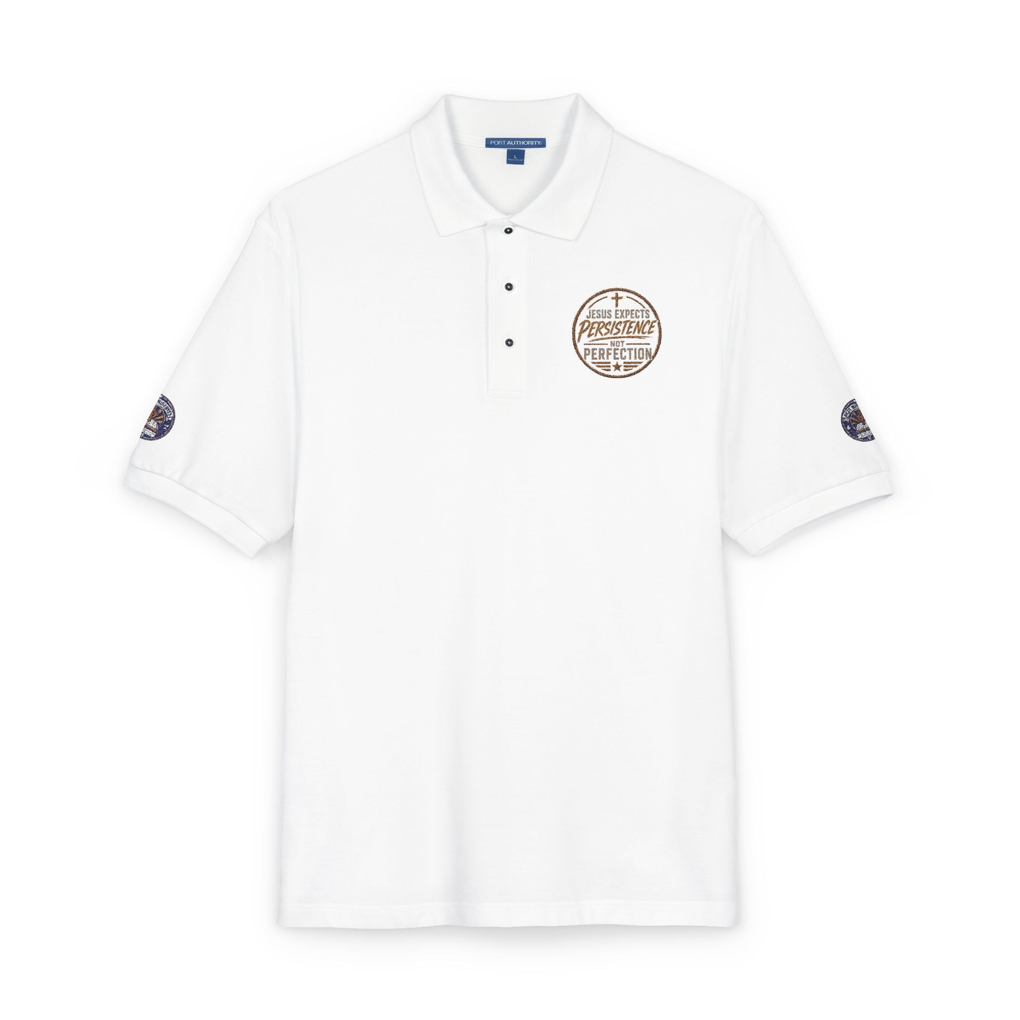 Embroidered Polo Shirt — Vintage Compass Badge Design
