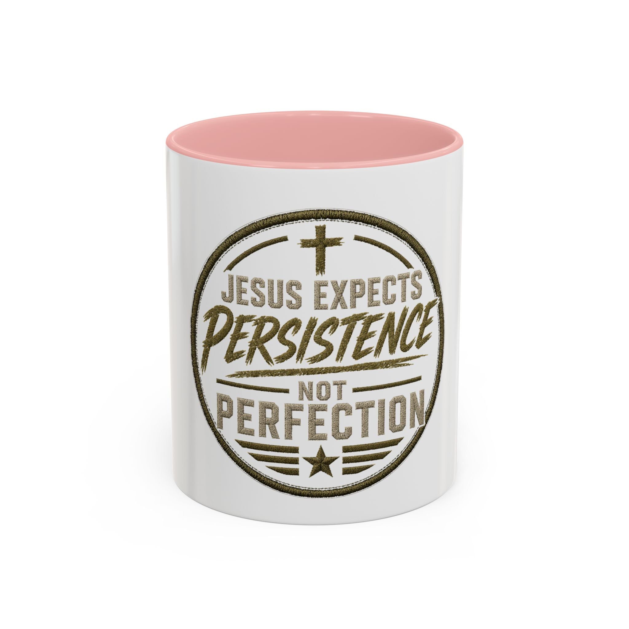 Christian Coffee Mug — "Jesus Expects Persistence Not Perfection" Accent Mug